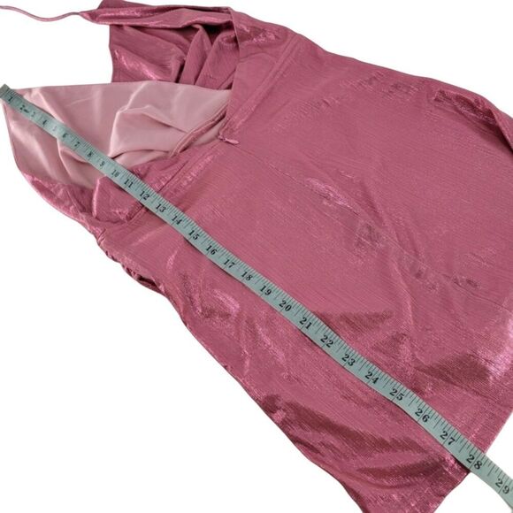 Superdown Metallic Pink Missie Wrap Front Mini Dress NWT Medium - Picture 10 of 11